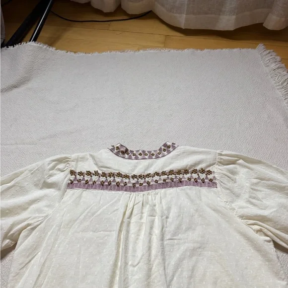Anthropologie Forever That Girl Embroidered Peasant Blouse Swiss Dot Top 10 - Picture 9 of 9